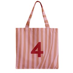 Number 4 Line Vertical Red Pink Wave Chevron Zipper Grocery Tote Bag by Mariart