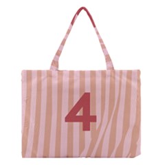 Number 4 Line Vertical Red Pink Wave Chevron Medium Tote Bag