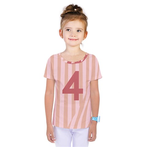 Number 4 Line Vertical Red Pink Wave Chevron Kids  One Piece Tee by Mariart