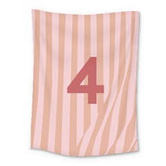 Number 4 Line Vertical Red Pink Wave Chevron Medium Tapestry