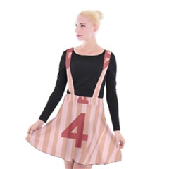 Number 4 Line Vertical Red Pink Wave Chevron Suspender Skater Skirt by Mariart