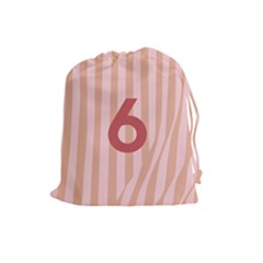 Number 6 Line Vertical Red Pink Wave Chevron Drawstring Pouches (large)  by Mariart