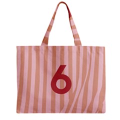 Number 6 Line Vertical Red Pink Wave Chevron Zipper Mini Tote Bag by Mariart