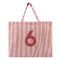 Number 6 Line Vertical Red Pink Wave Chevron Zipper Large Tote Bag by Mariart