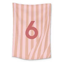 Number 6 Line Vertical Red Pink Wave Chevron Large Tapestry