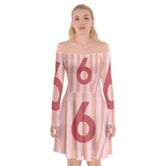 Number 6 Line Vertical Red Pink Wave Chevron Off Shoulder Skater Dress