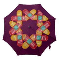 Plaster Scratch Sore Polka Line Purple Yellow Hook Handle Umbrellas (medium) by Mariart
