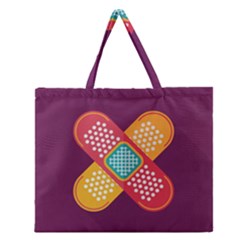 Plaster Scratch Sore Polka Line Purple Yellow Zipper Large Tote Bag by Mariart