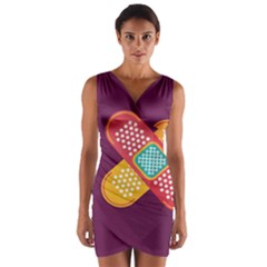 Plaster Scratch Sore Polka Line Purple Yellow Wrap Front Bodycon Dress by Mariart