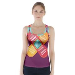 Plaster Scratch Sore Polka Line Purple Yellow Racer Back Sports Top by Mariart