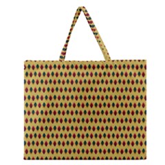 Points Cells Paint Texture Plaid Triangle Polka Zipper Large Tote Bag