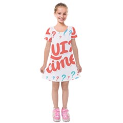 Question Mark Quiz Time Kids  Short Sleeve Velvet Dress