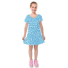 Pattern Blue Kids  Short Sleeve Velvet Dress