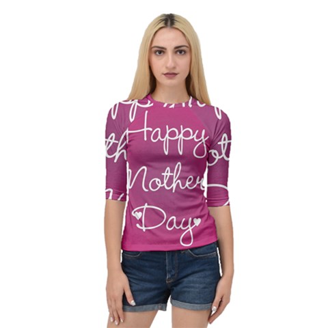 Valentine Happy Mothers Day Pink Heart Love Quarter Sleeve Tee by Mariart