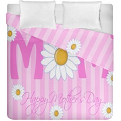Valentine Happy Mothers Day Pink Heart Love Sunflower Flower Duvet Cover Double Side (king Size) by Mariart