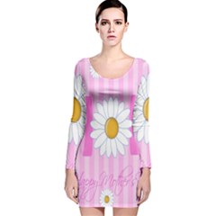 Valentine Happy Mothers Day Pink Heart Love Sunflower Flower Long Sleeve Velvet Bodycon Dress by Mariart