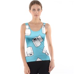 Roller Tissue White Blue Restroom Tank Top by Mariart