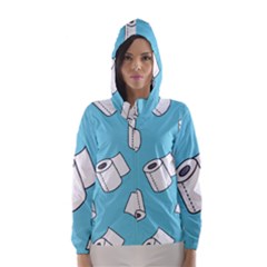 Roller Tissue White Blue Restroom Hooded Wind Breaker (women) by Mariart