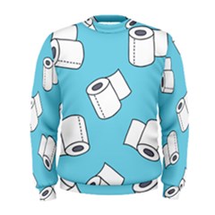 Roller Tissue White Blue Restroom Men s Sweatshirt by Mariart