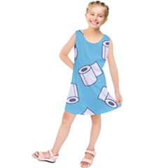 Roller Tissue White Blue Restroom Kids  Tunic Dress by Mariart