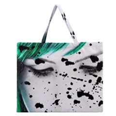 Beauty Woman Close Up Artistic Portrait Zipper Large Tote Bag by dflcprints