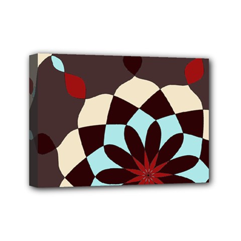 Red And Black Flower Pattern Mini Canvas 7  X 5  by digitaldivadesigns