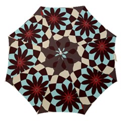 Red And Black Flower Pattern Straight Umbrellas by digitaldivadesigns