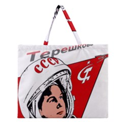 Valentina Tereshkova Zipper Large Tote Bag by Valentinaart