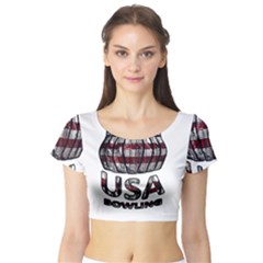 Usa Bowling  Short Sleeve Crop Top (tight Fit) by Valentinaart