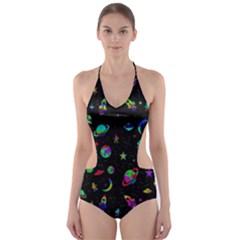 Space Pattern Cut-out One Piece Swimsuit by Valentinaart