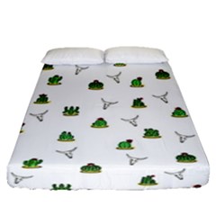 Cactus Pattern Fitted Sheet (queen Size) by Valentinaart