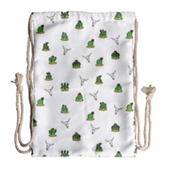 Cactus Pattern Drawstring Bag (large) by Valentinaart