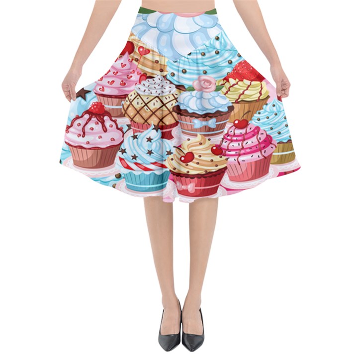 Cupcake  Flared Midi Skirt