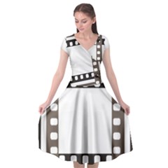 Frame Decorative Movie Cinema Cap Sleeve Wrap Front Dress