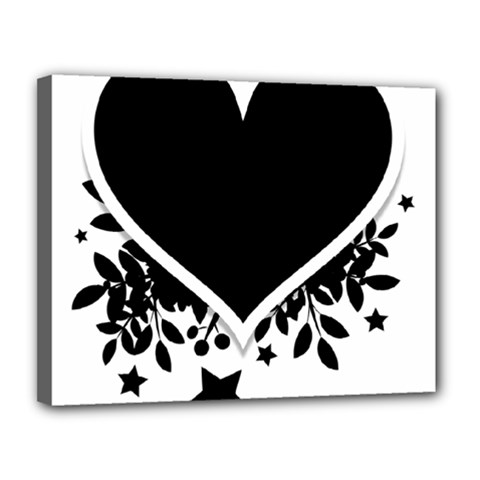 Silhouette Heart Black Design Canvas 14  X 11  by Nexatart