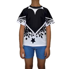 Silhouette Heart Black Design Kids  Short Sleeve Swimwear by Nexatart