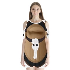 Logo The Cow Animals Shoulder Cutout Velvet  One Piece