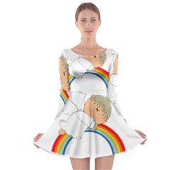 Angel Rainbow Cute Cartoon Angelic Long Sleeve Skater Dress by Nexatart
