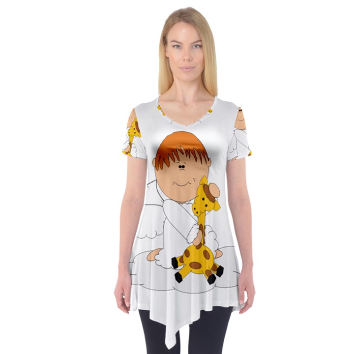 Pet Giraffe Angel Cute Boy Short Sleeve Tunic 