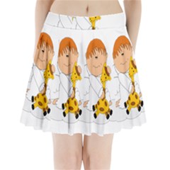 Pet Giraffe Angel Cute Boy Pleated Mini Skirt by Nexatart