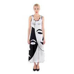 Theatermasken Masks Theater Happy Sleeveless Maxi Dress by Nexatart