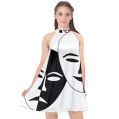 Theatermasken Masks Theater Happy Halter Neckline Chiffon Dress  by Nexatart