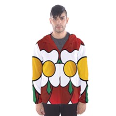 Flower Rose Glass Church Window Hooded Wind Breaker (men) by Nexatart