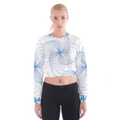 Blue Spirograph Pattern Drawing Design Cropped Sweatshirt by Nexatart