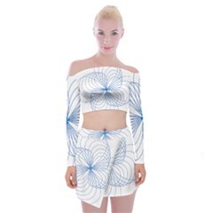 Blue Spirograph Pattern Drawing Design Off Shoulder Top With Skirt Set by Nexatart