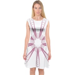 Spirograph Pattern Circle Design Capsleeve Midi Dress