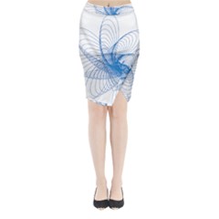 Spirograph Pattern Drawing Design Blue Midi Wrap Pencil Skirt