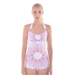 Spirograph Pattern Drawing Design Boyleg Halter Swimsuit 