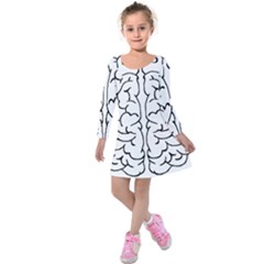 Brain Mind Gray Matter Thought Kids  Long Sleeve Velvet Dress by Nexatart