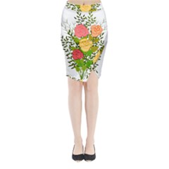 Roses Flowers Floral Flowery Midi Wrap Pencil Skirt by Nexatart